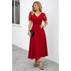 MARSiLYAN- Kadın Kısa Kollu V Yakalı Uzun Janjan Elbise