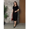 MARSiLYAN- Kadın Kısa Kollu Yakalı Yırtmaçlı Midi Viskon Iki Iplik Elbise