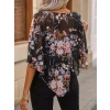 MARSiLYAN- Kadın Kısa Kollu Yuvarlak Yaka çiçek Baskılı Asimetrik Kesim şifon Bluz