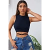 MARSiLYAN- Kadın Lacivert Çapraz Bağlamalı Crop Top Büstiyer
