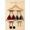 MARSiLYAN- Kadın Leopar Desenli ve Bordo Minimal Kesim Üçgen Bikini Üstü