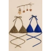 MARSiLYAN- Kadın Leopar Desenli ve Mavi Minimal Kesim Üçgen Bikini Üstü