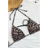 MARSiLYAN- Kadın Leopar Desenli ve Siyah Minimal Kesim Üçgen Bikini Üstü