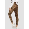 MARSiLYAN- Kadın Leopar Desenli Yüksek Bel Dar Kesim Esnek Tayt