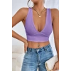 MARSiLYAN- Kadın Lila Çapraz Sırt Detaylı Şık Crop Top Büstiyer