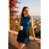 MARSiLYAN- Kadın Mavi Kolsuz Balıkçı Yaka Basic Bluz