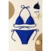 MARSiLYAN- Kadın Mavi Yandan ve Boyundan Bağlamalı Bikini Mayo Takımı