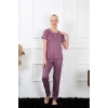 MARSiLYAN- Kadın Mürdüm Kısa Kol Pijama Takım
