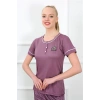 MARSiLYAN- Kadın Mürdüm Kısa Kol Pijama Takım