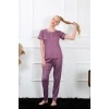 MARSiLYAN- Kadın Mürdüm Kısa Kol Pijama Takım