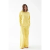 MARSiLYAN- Kadın Oversize Sarı Desenli Pamuklu Kalın Pijama Takımı