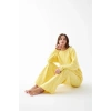 MARSiLYAN- Kadın Oversize Sarı Desenli Pamuklu Kalın Pijama Takımı