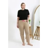 MARSiLYAN- Kadın Pamuklu Büyük Beden Alt Pijama Bej