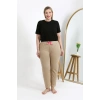 MARSiLYAN- Kadın Pamuklu Büyük Beden Alt Pijama Bej
