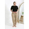 MARSiLYAN- Kadın Pamuklu Büyük Beden Alt Pijama Bej