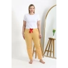 MARSiLYAN- Kadın Pamuklu Büyük Beden Alt Pijama Sarı