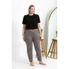 MARSiLYAN- Kadın Pamuklu Büyük Beden Alt Pijama Vizon