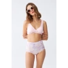 MARSiLYAN- Kadın Pembe Pedli Üst ve Pastel Desenli Yüksek Bel Bikini Takımı