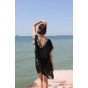 MARSiLYAN- Kadın Püsküllü Tunik Pareo Plaj Elbisesi Siyah