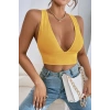 MARSiLYAN- Kadın Sarı Çapraz Sırt Detaylı Şık Crop Top Büstiyer