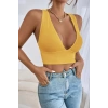 MARSiLYAN- Kadın Sarı Çapraz Sırt Detaylı Şık Crop Top Büstiyer