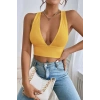 MARSiLYAN- Kadın Sarı Çapraz Sırt Detaylı Şık Crop Top Büstiyer