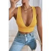 MARSiLYAN- Kadın Sarı Çapraz Sırt Detaylı Şık Crop Top Büstiyer
