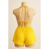 MARSiLYAN- Kadın Sarı Şortlu Belden ve Boyundan Bağlamalı Bikini Takımı