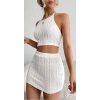 MARSiLYAN- Kadın Sıfır Kol Crop Mini Etek Ikili Triko Takım