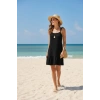 MARSiLYAN- Kadın Siyah Askılı Bol Kesim Fırfırlı Plaj Elbisesi
