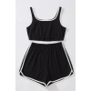 MARSiLYAN- Kadın Siyah Askılı Crop Top ve Şortlu Gecelik Takım