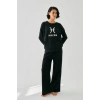 MARSiLYAN- Kadın Siyah Balık Burcu Oversize 2 İplik Eşofman Ev Giyim Takımı