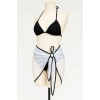 MARSiLYAN- Kadın Siyah Beyaz Pareolu Yandan ve Boyundan Bağlamalı 3lü Bikini Takımı