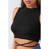 MARSiLYAN- Kadın Siyah Çapraz Bağlamalı Crop Top Büstiyer