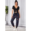 MARSiLYAN- Kadın Siyah Çift Fermuarlı Yarım Kol Crop Top Bluz
