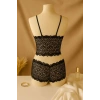 MARSiLYAN- Kadın Siyah Dantel Bralet Şort Takımı – Şık, Zarif ve Feminen İç Giyim