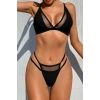 MARSiLYAN- Kadın Siyah File Detaylı Özel Bikini Takımı