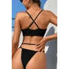 MARSiLYAN- Kadın Siyah File Detaylı Özel Bikini Takımı
