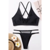MARSiLYAN- Kadın Siyah File Detaylı Özel Bikini Takımı