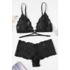 MARSiLYAN- Kadın Siyah Özel Şık Sütyen Külot Takımı