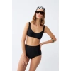 MARSiLYAN- Kadın Siyah Pedli Kare Yaka Yüksek Bel Bikini Takımı