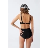 MARSiLYAN- Kadın Siyah Pedli Kare Yaka Yüksek Bel Bikini Takımı