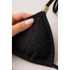 MARSiLYAN- Kadın Siyah Pedli Üçgen Bikini Üstü Halter Bağlamalı Aksesuarlı