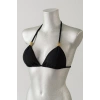 MARSiLYAN- Kadın Siyah Pedli Üçgen Bikini Üstü Halter Bağlamalı Aksesuarlı