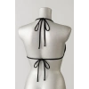 MARSiLYAN- Kadın Siyah Pedli Üçgen Bikini Üstü Halter Bağlamalı Aksesuarlı