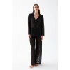 MARSiLYAN- Kadın Siyah Şeffaf Jakar Düğmeli Pijama Takımı