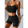 MARSiLYAN- Kadın Siyah Şortlu Kaşkorse Gecelik Takım