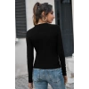 MARSiLYAN- Kadın Siyah Uzun Kollu Fit Basic Crop Top Bluz