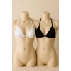 MARSiLYAN- Kadın Siyah ve Beyaz Minimal Kesim Üçgen Bikini Üstü