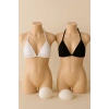 MARSiLYAN- Kadın Siyah ve Beyaz Minimal Kesim Üçgen Bikini Üstü
